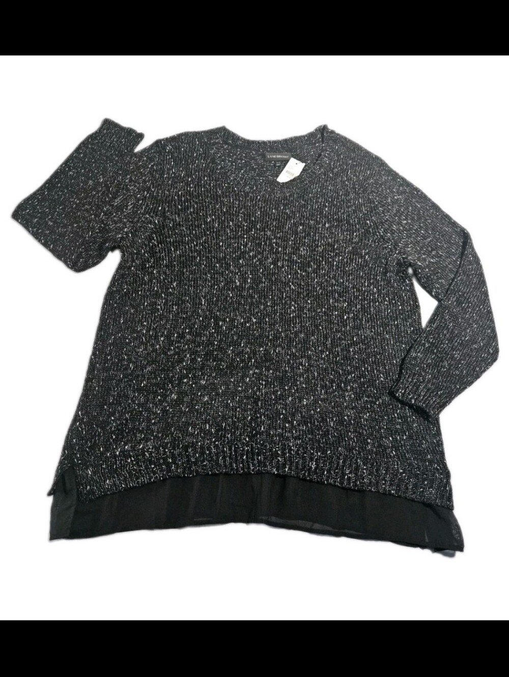 Lane Bryant Normcore Casual Black Chiffon Trim Crewneck Sweater Plus Size 26/28